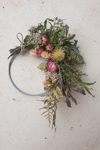 Small Dried Flower Wreath in gift box Blush HW Planters, Foliage, Artificial Flowers Bloomsday   