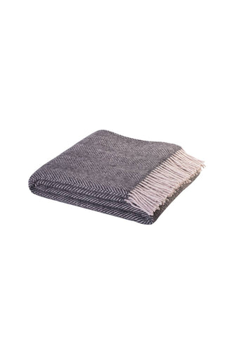 Lerwick 100% Wool 150 X 183cm Herringbone Charcoal Throw HW Throws Weave   