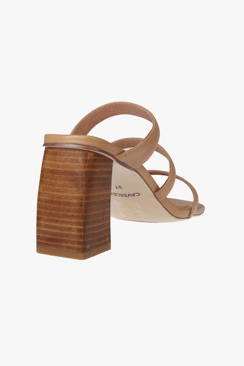 Nora Triple Strap Tan Mule Heel General Caverley   