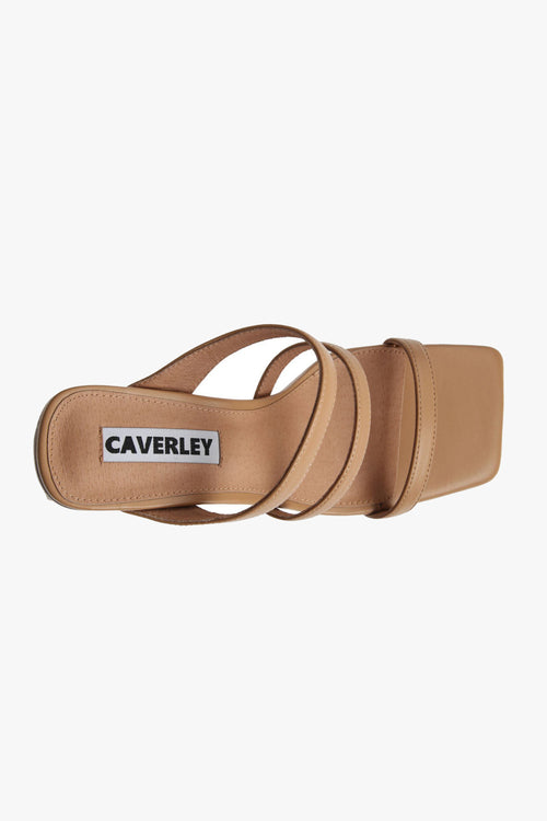 Nora Triple Strap Tan Mule Heel General Caverley   