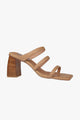 Nora Triple Strap Tan Mule Heel