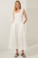 Ivy White Tank Linen Shirred Midi Dress