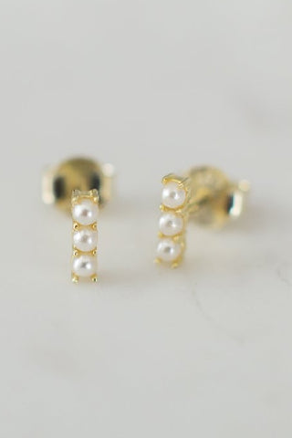 Pearl Bar Stud Earrings Gold ACC Jewellery Sophie   