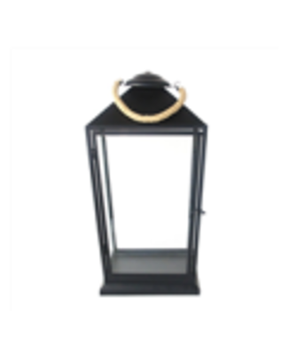 Lantern Black with Rope Large 27x27x58cm HW Lighting - Lamp, Candleholder, Lantern, Shade Parnell   