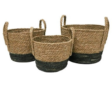 Santai Woven Large Natural + Black Basket HW Storage - Stand, Bottle, Box, Basket, Tray Robert Mark   