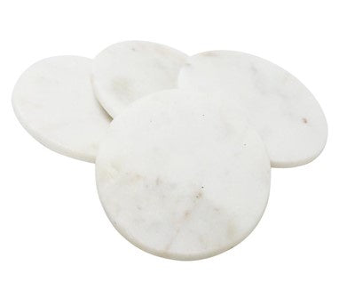 Round Stone Marble Coaster Set 4 10x10cm HW Serveware - Plate, Bowl, Servers, Dish, Platter Robert Mark   