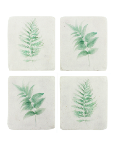 Tracie Fern Set of 4 Green Resin Coasters HW Serveware - Plate, Bowl, Servers, Dish, Platter Nicholas Agency   