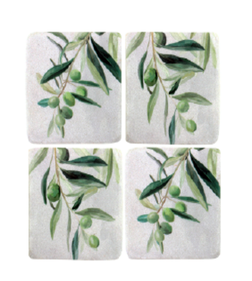 Olive Branch Set of 4 Green Resin Coasters HW Serveware - Plate, Bowl, Servers, Dish, Platter Nicholas Agency   