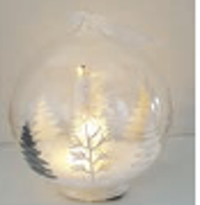 Glass White Clear 10cm Light Up Forest Print Globe HW Christmas Stellar Haus   