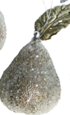 Jewelled Silver Pear Small 7cm HW Christmas Alisons Acquisitions   