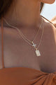 Clover Hanging 18k  Gold Plated Rectangle EOL Necklace