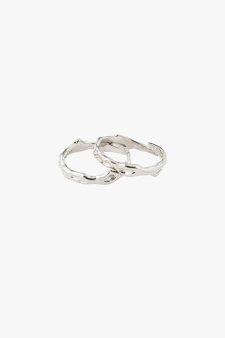 Rita Silver Beaten Double Ring ACC Jewellery Pilgrim   