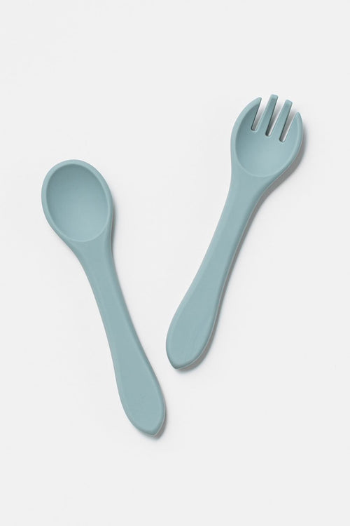 Silicone Fork And Spoon Set Blue Rain HW Kids Not specified   