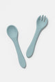 Silicone Fork And Spoon Set Blue Rain