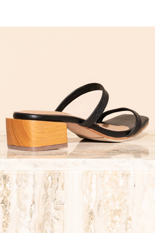 Salo Black Leather Strappy Sandal Heel General James Smith   