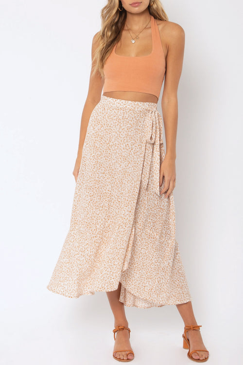 Sandstorm Wrap Ivory Floral Midi Skirt WW Skirt Amuse Society   