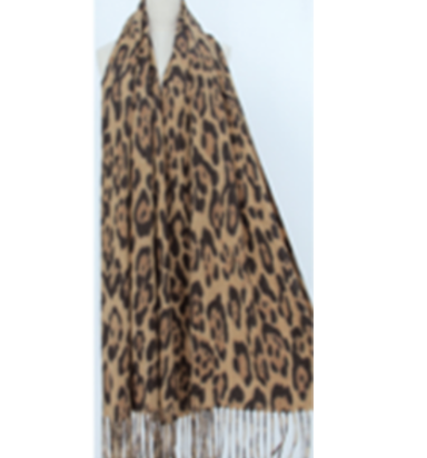 Leopard Brown Fringe Scarf ACC Scarves Frontier   