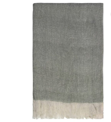 Bliss Duck Egg Green Wool Mohair Blend Eyelash Fringe 130x170cm Throw HW Throws Kerridge   