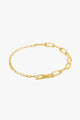 Chain Reaction Mixed Link T-Bar Gold Bracelet