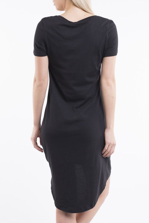 Twisted Black SS Tee Midi Dress WW Dress Silent Theory   