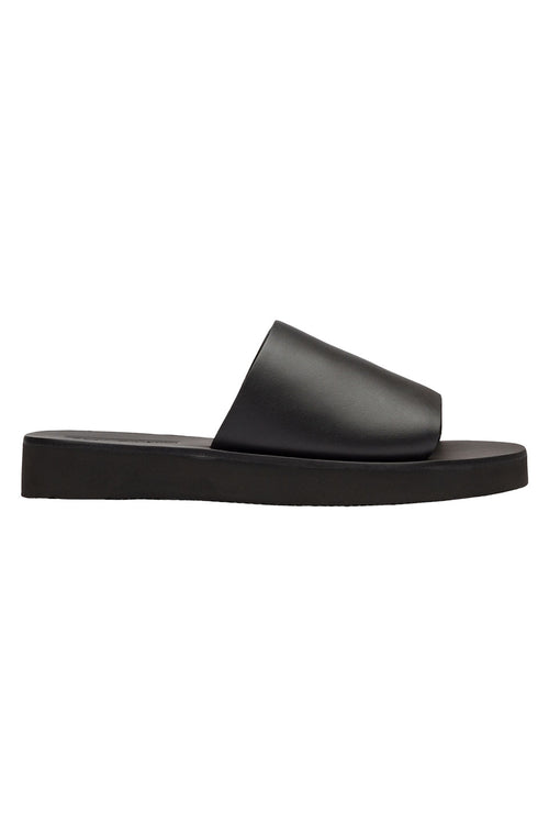 Tara Comfy Leather Black Slide with Black Base Chunky Sole General Solsana   