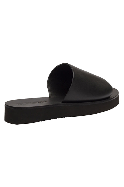 Tara Comfy Leather Black Slide with Black Base Chunky Sole General Solsana   