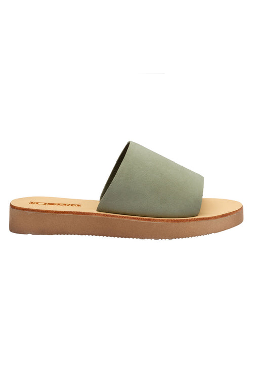 Tara Comfy Leather Slide Moss Natural Base Chunky Sole General Solsana   