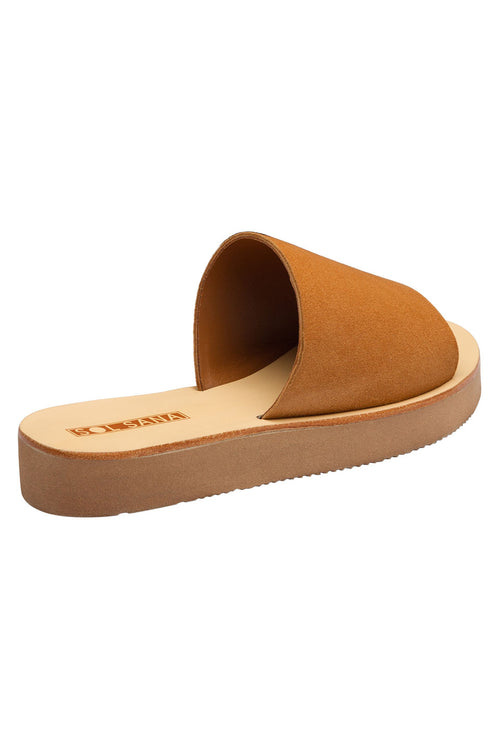 Tara Comfy Leather Slide Nude Natural Base Chunky sole General Solsana   