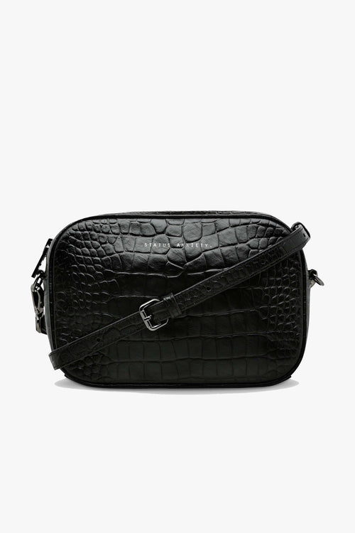 Plunder Black Croc Cross Body Bag ACC Bags - All, incl Phone Bags Status Anxiety   