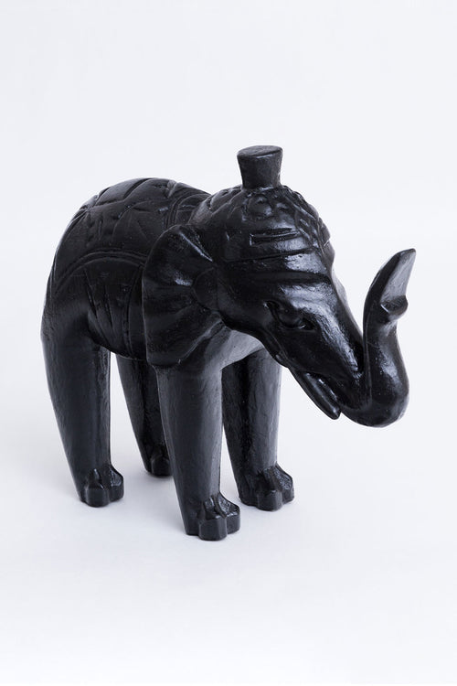 Raven Black Small Elephant 18x16cm HW Decor - Bookend, Hook, Urn, Vase, Sculpture Parnell   