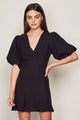 Coco Black Bubble Sleeve Mini Dress