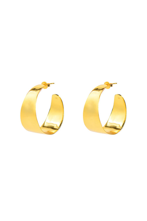 Sabana Gold Wide Stud Hoop Earrings ACC Jewellery Brie Leon   