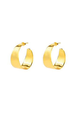 Sabana Gold Wide Stud Hoop Earrings ACC Jewellery Brie Leon   