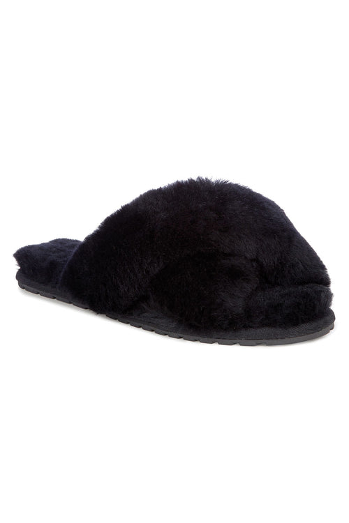 Mayberry Black Wool Crossover Slippers ACC Shoes - Slippers Emu   