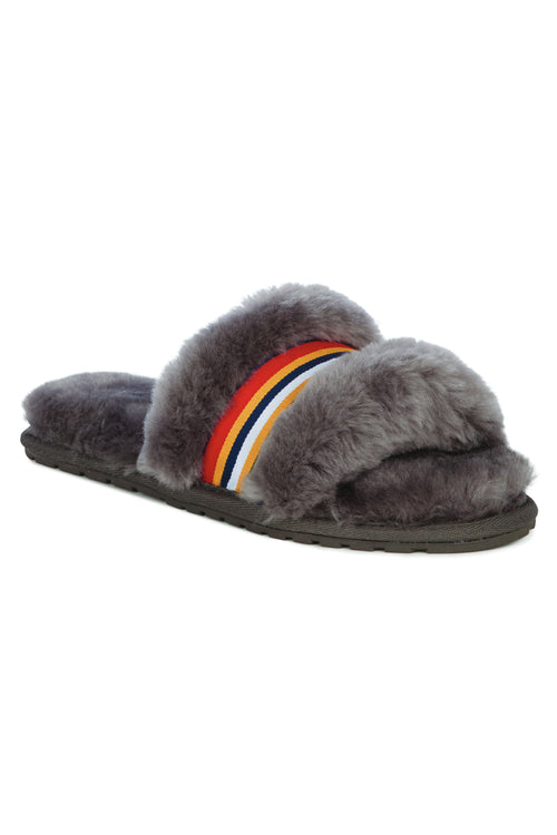 Wrenlette Charcoal Wool Stripe Slide On Slipper ACC Shoes - Slippers Emu   