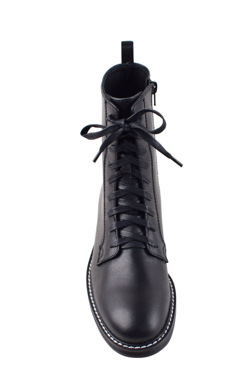 Waiter II Lace up Combat Black Leather Boot ACC Shoes - Boots Solsana   