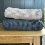 Turkish Grey Waffle 220x240cm Blanket HW Linen - Teatowel, Table, Bedding, Towel Stoked   