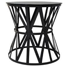 Large Black Iron Drum Table 56cmHx55cmDia HW Furniture - Chair, Table, Floor Mirror, Shelf French Country   