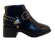 Cole Black Leather Boot with Silver Buckle