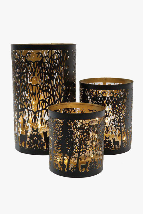 Lantern Forest Small Black Gold HW Christmas Le Forge   