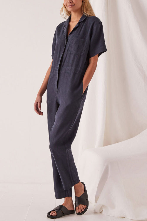 Blair Linen Indigo SS Boilersuit WW Jumpsuit Assembly Label   