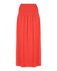 Marsha Shirred Linen Blend Fiery Orange Maxi Skirt