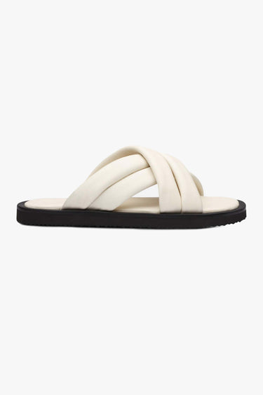 Coast Off White Leather Crossover Slide ACC Shoes - Slides, Sandals Sol Sana   