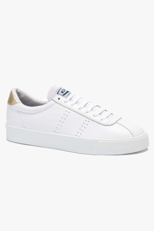 2843 Clubs Comflea White with Gold Trim Leather Sneaker ACC Shoes - Sneakers Superga   