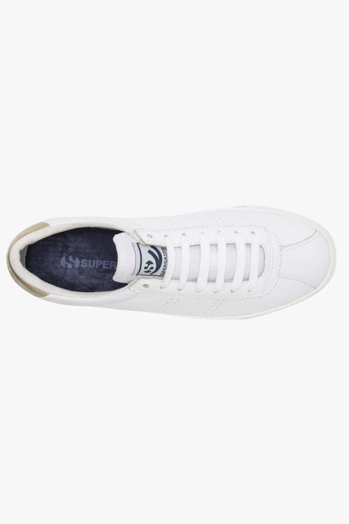 2843 Clubs Comflea White with Gold Trim Leather Sneaker ACC Shoes - Sneakers Superga   