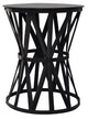 Small Black Iron Drum Side Table 48cmHx39cmDia