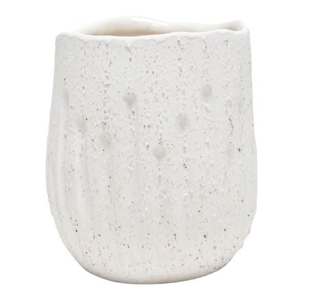 Santai White Textured Planter 16x18cm HW Planters, Foliage, Artificial Flowers Robert Mark   