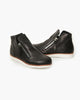 Morgan Black Leather Boots with Zips + White Sole