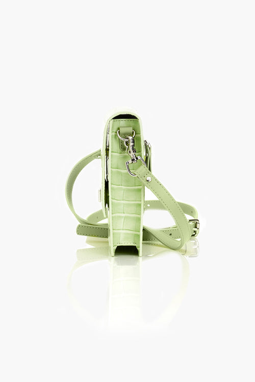 On Tour Acid Lime Leather Cross Body Phone Bag with Silver Hardware ACC Bags - All, incl Phone Bags Stolen Girlfriends Club   