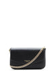 Giselle Gold Chain Strap Black Leather Envelope Bag